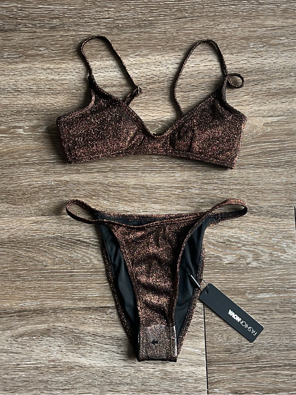 brown shimmer bikini nwt